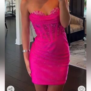 Royal Blue corset top sparkle dress.